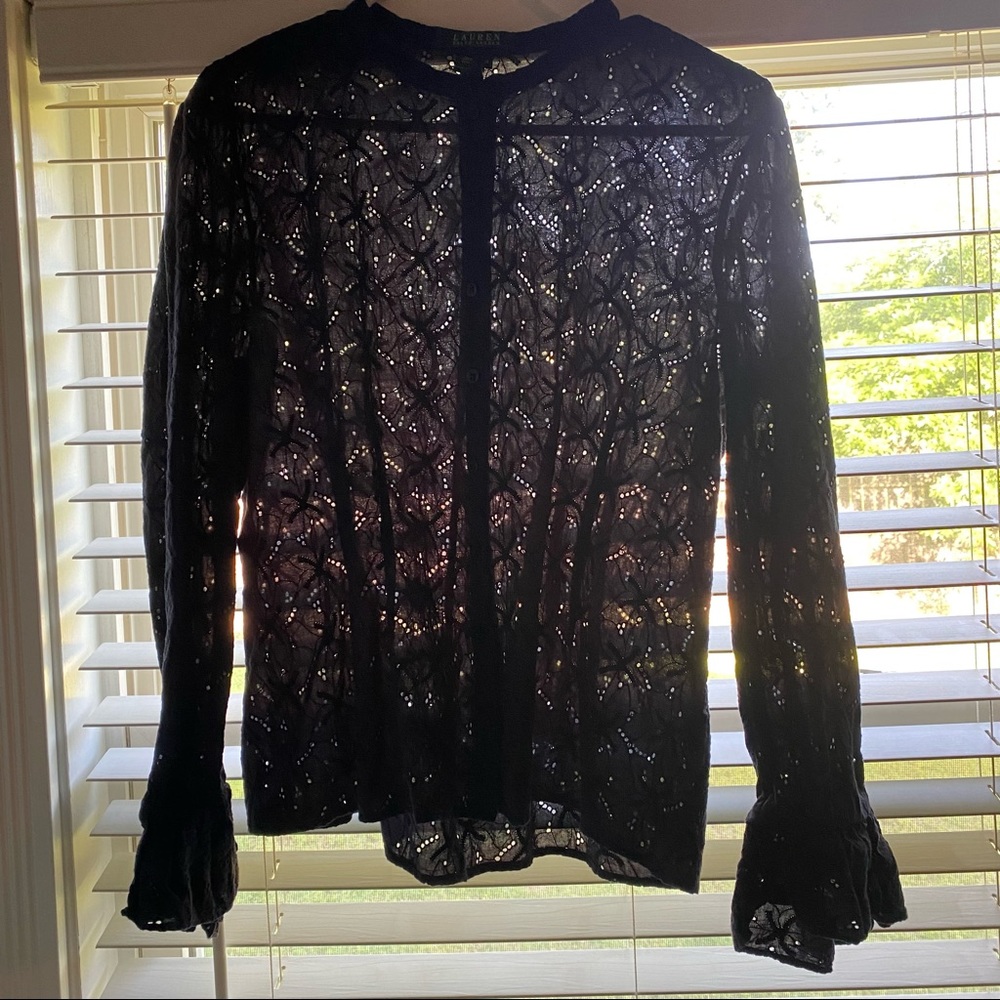 Lauren Ralph Lauren Sheer Black Blouse